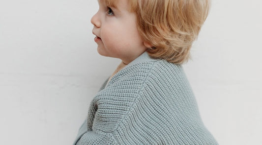 children blue knit cardigan 100% cotton
