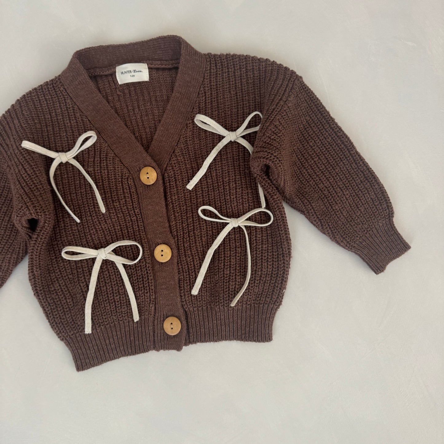 Wheat Bow Teddy Cardigan