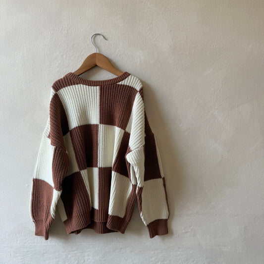 Cinnamon checked jumper 9-10y