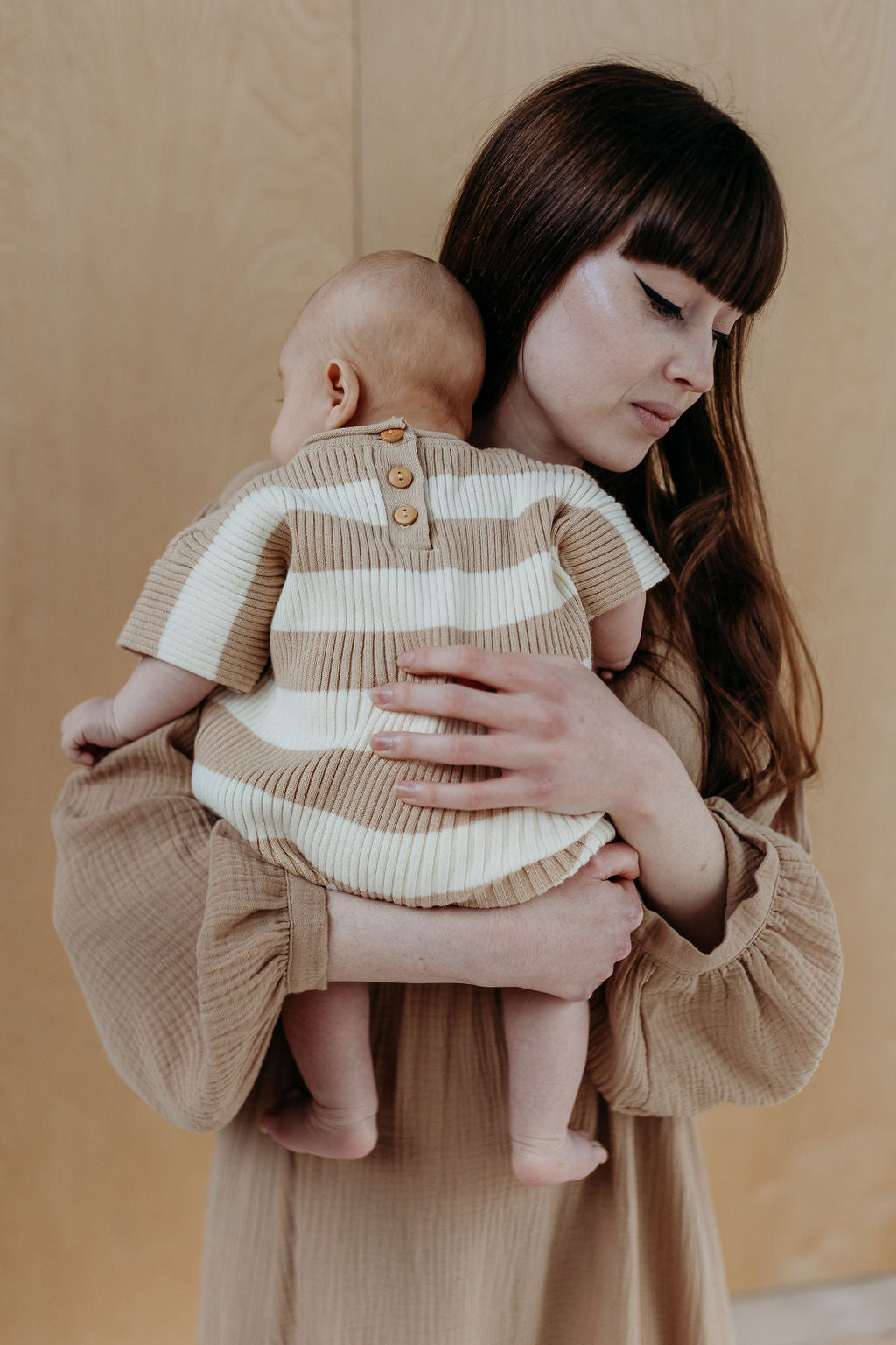 Sand Stripe Ribb Romper