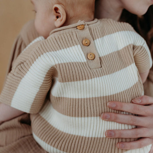 Sand Stripe Ribb Romper