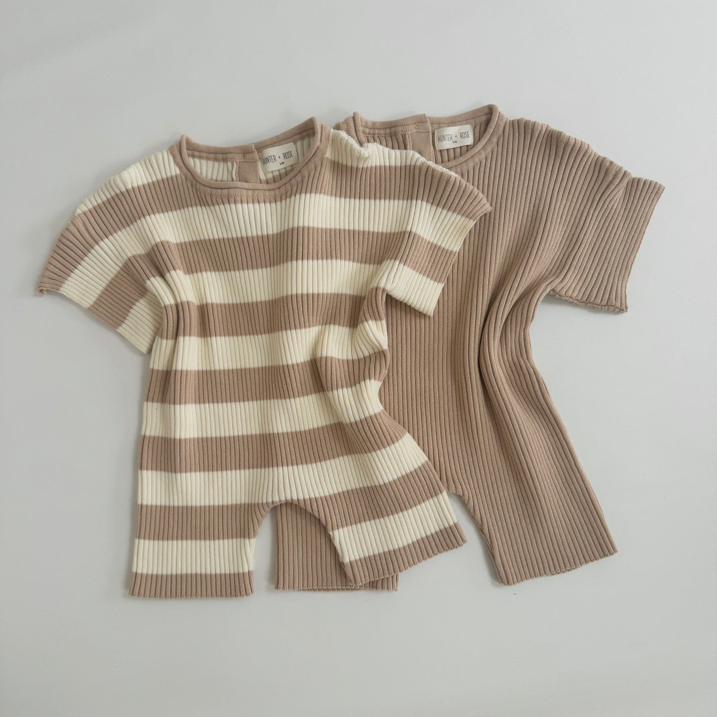 Sand Stripe Ribb Romper