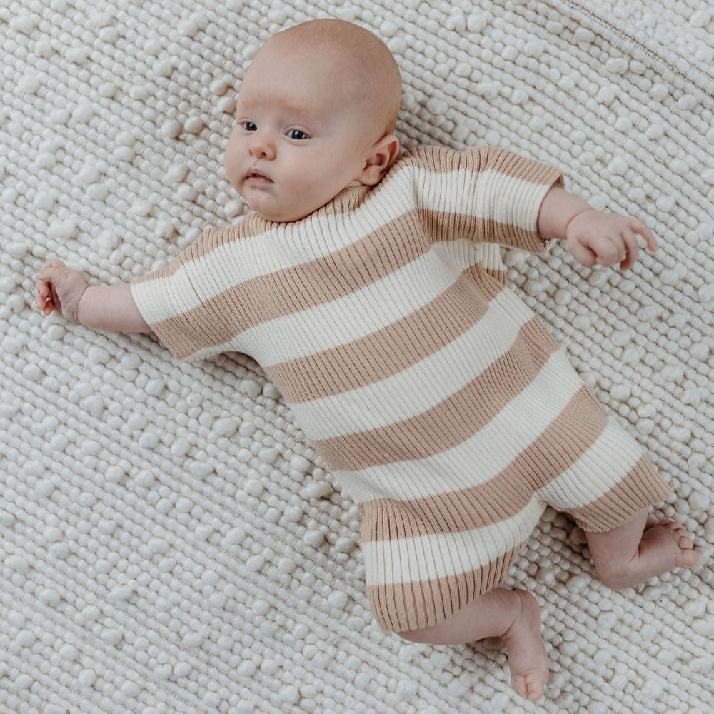 Sand Stripe Ribb Romper