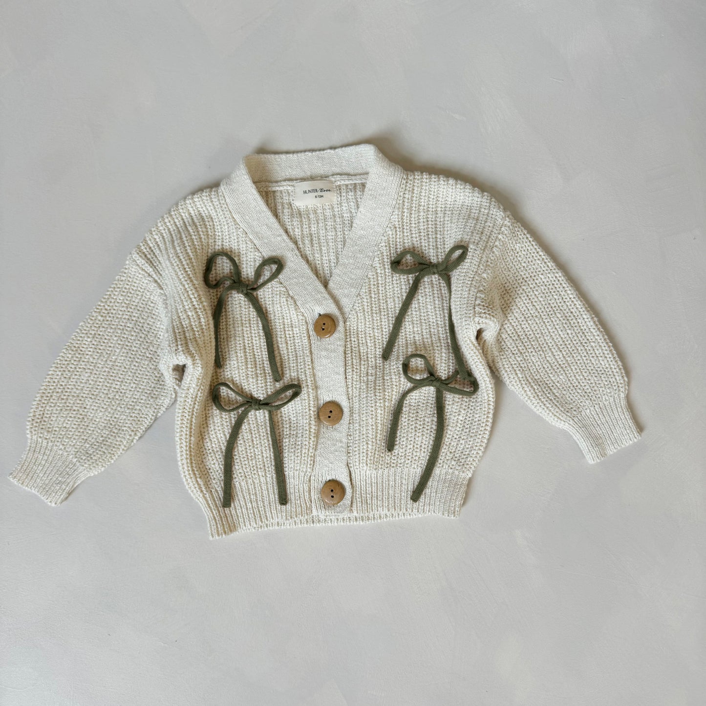 Olive Bow Teddy Cardigan