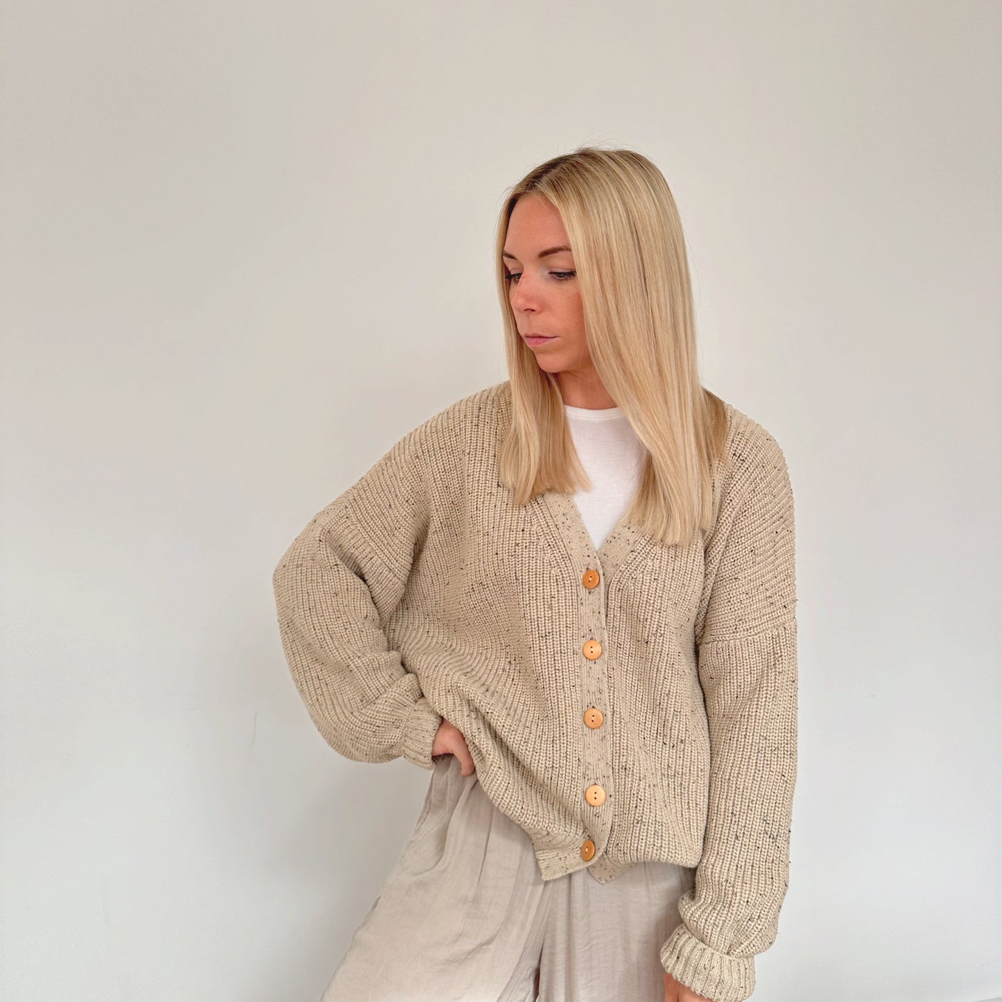 Adult Oat Flecked Avery Cardigan