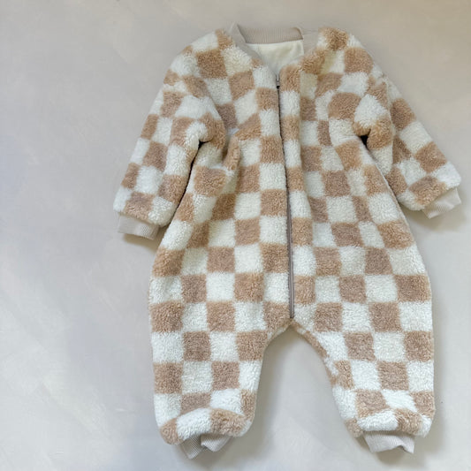 Checked Teddy Romper 3-6m Sample