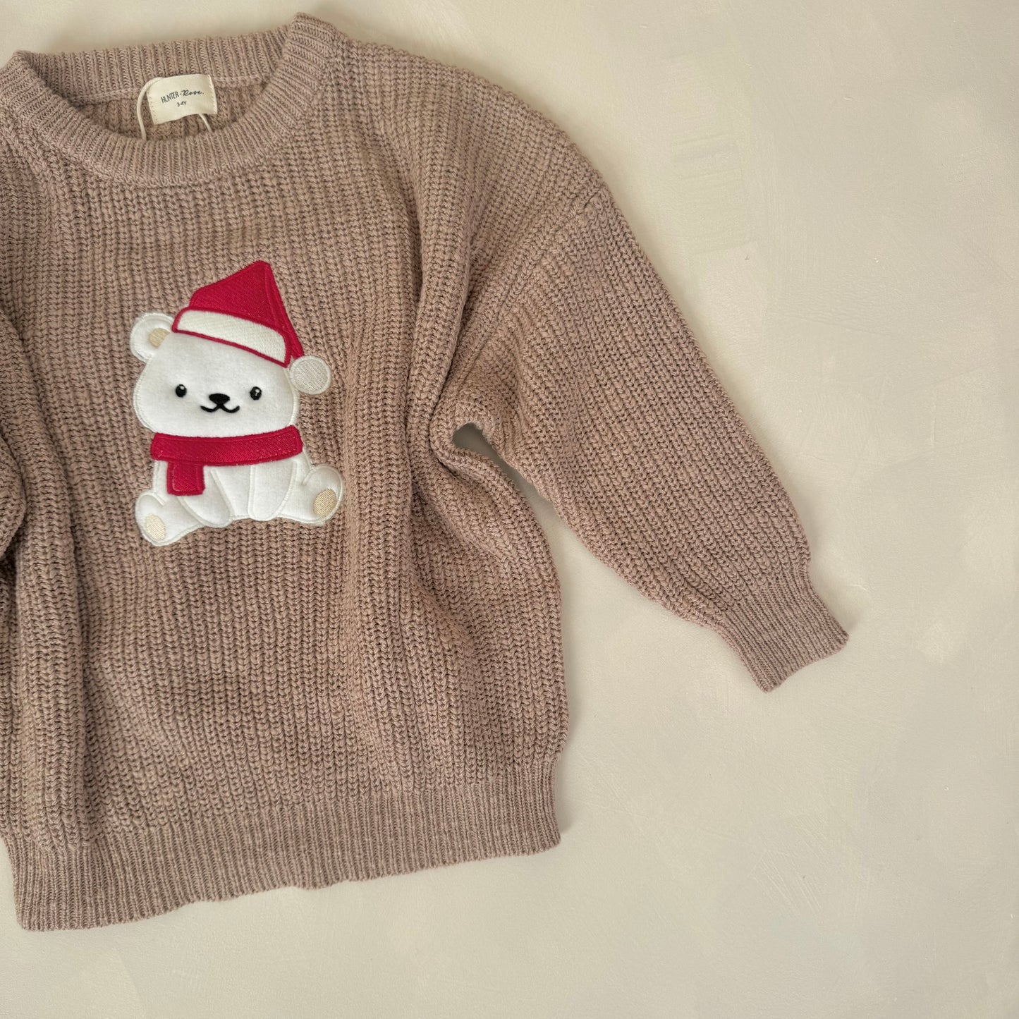 Christmas Bear Jumper (Red and Tan)