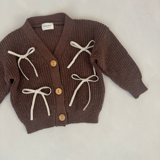 Wheat Bow Teddy Cardigan