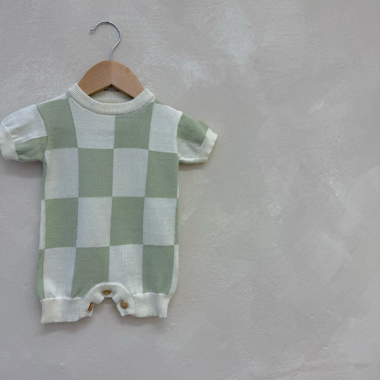 Checked Sage Rue Romper
