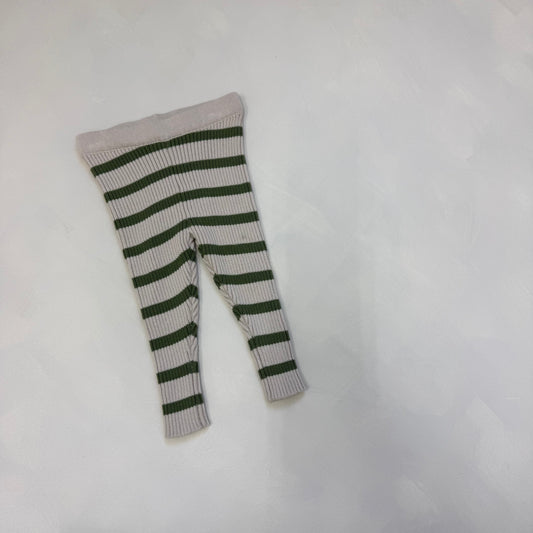 Olive stripe leggings 0-6m