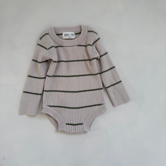 Olive Stripe Noa Bodysuit 3-6m